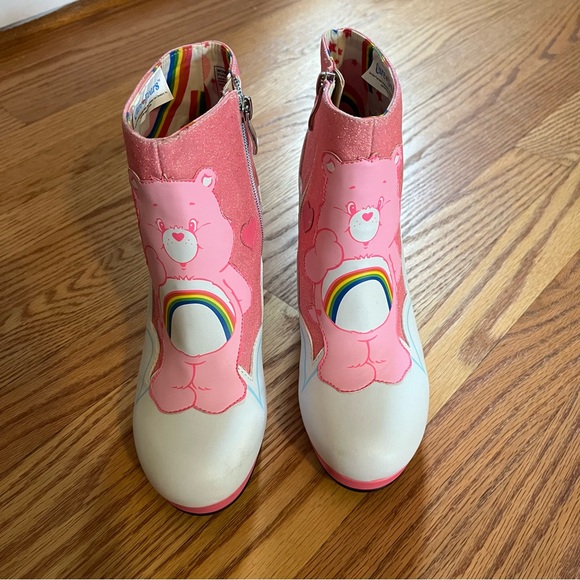 Pink Cheer Bear Care Bears Shoes Ankle Boots 80s Retro Boots Size 6 Pride - Picture 7 of 12